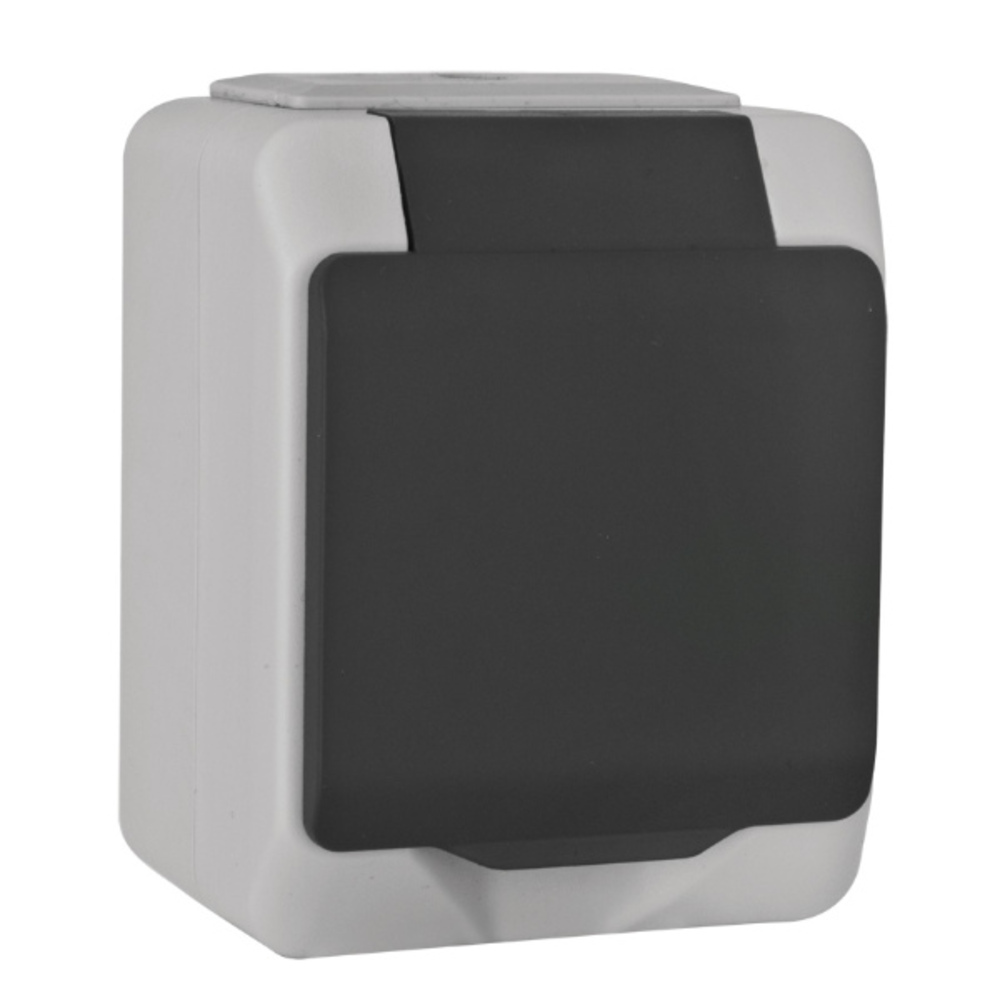 NORDIC 1-GANG SCHUKO SOCKET OUTLET IP44 GREY