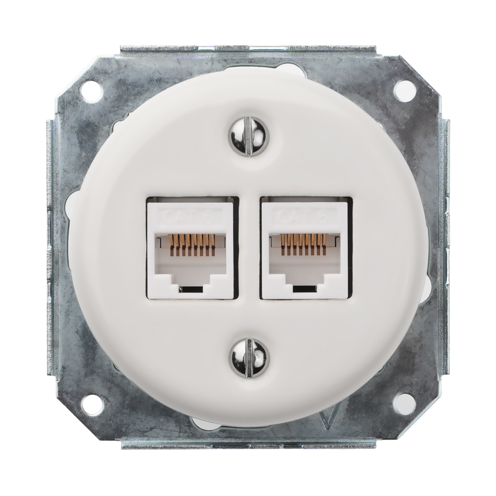 FND 2XRJ45 CAT6 DATENDOSE PORZELLAN WEISS