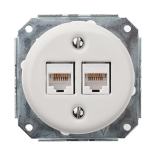 FND 2XRJ45 CAT6 DATENDOSE PORZELLAN WEISS