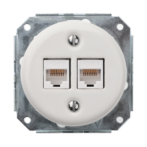 FND 2XRJ45 CAT6 DATENDOSE PORZELLAN WEISS